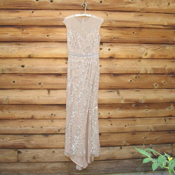 Mac Duggal 5619 Womens EMBELLISHED ILLUSION HIGH NECK CAP SLEEVE GOWN - Picture 6 of 15